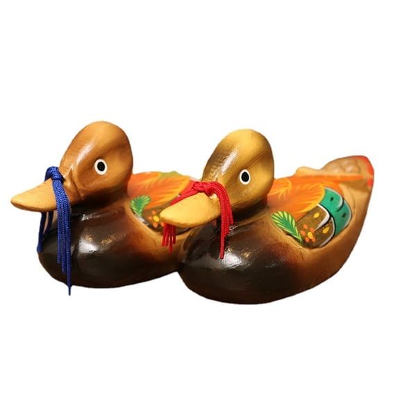 1 Pair Artistic Wooden Statues Colorful Home Decors Collectible Sculptures For Romantics Interior Ornaments