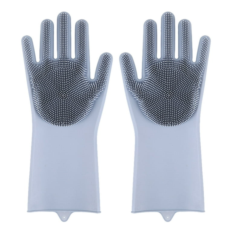 Pair of BPA FREE Silicone Dishwashing Gloves, Soft Bristles