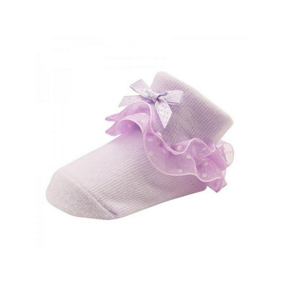 1 Pair Baby Girls Princess Lace Bowknot Ruffle Kids Cotton Socks