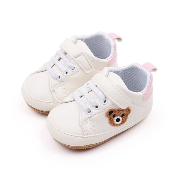 1 Pair Baby Shoes Infant Learning to Walk Shoes Cute Bear Embroidery First Walkers Casual Shoes