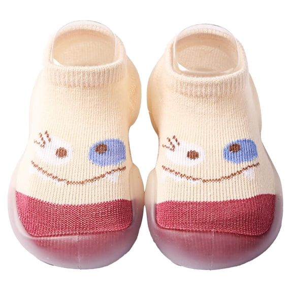 1 Pair Baby Sock Shoes Boys Girls First Walking Shoes Non Slip Cartoon Soft Rubber Sole Baby Slipper Infant Toddler Sneakers