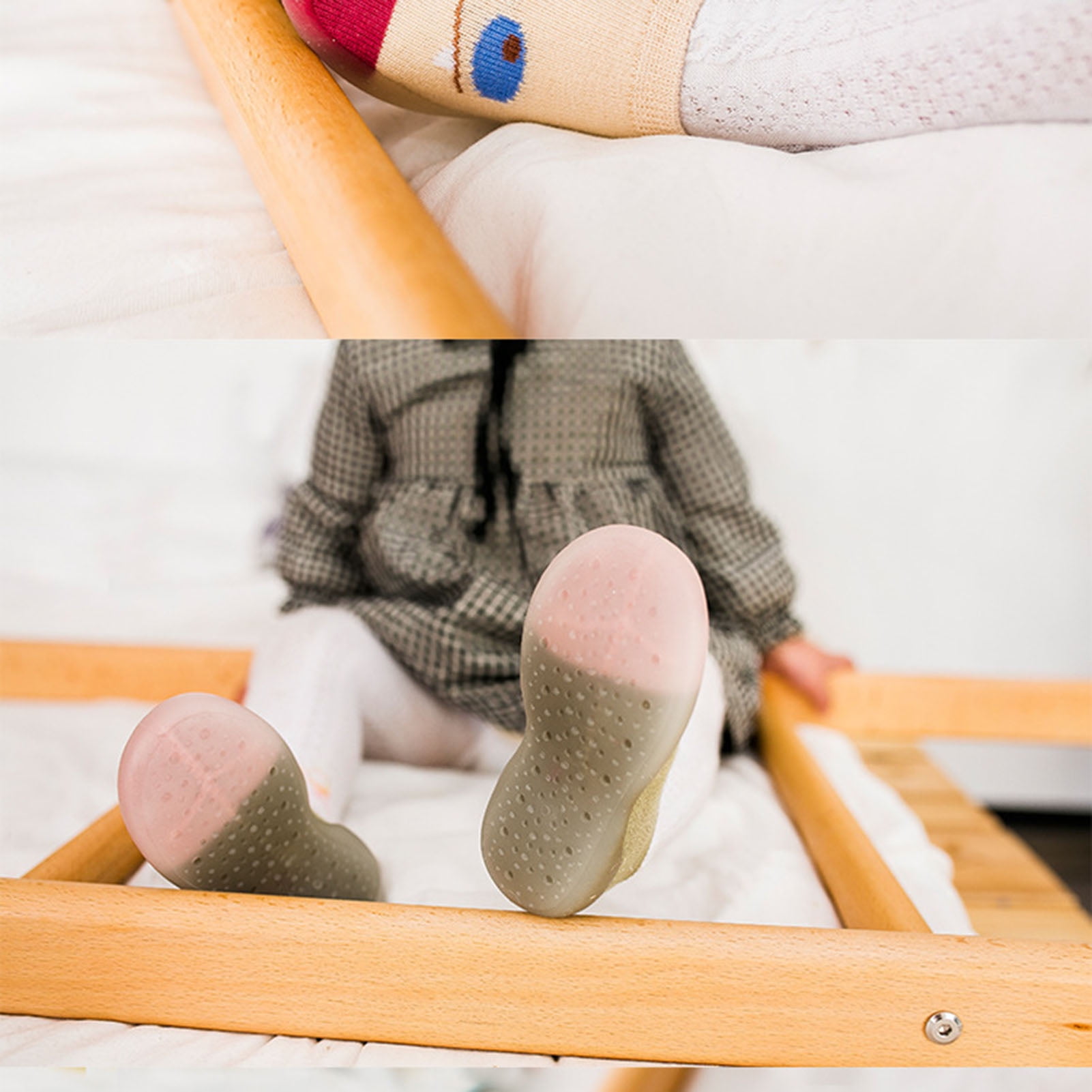 1 Pair Baby Socks Shoes Wear Resistant Flexible Rubber Sole Breathable