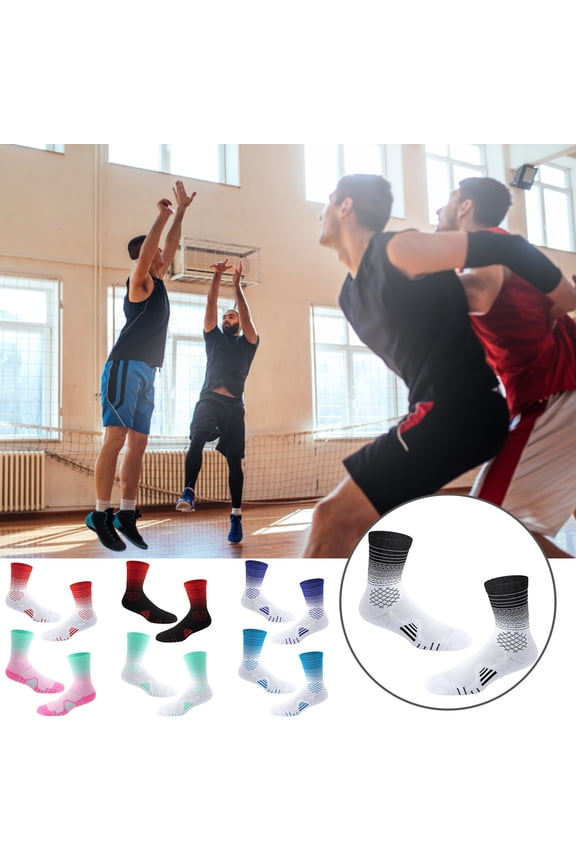 1 Pair Basketball Socks Non-slip Sweat Absorbing Breathable High Elasticity Vibration Damping 3D Knitting Outdoor Running Football High Socks for Sports