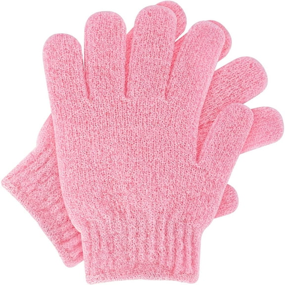 1 Pair Bath Gloves for Shower Natural Loofah Exfoliating Wash Gloves for Body and Face, Dead Skin Remover, Double Sided Microfibre Shower Body Gloves for Adults and Kids