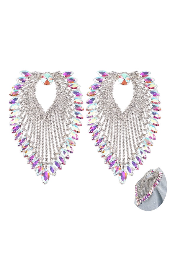 1 Pair Beaded Shoulder Patch Rhinestone Shoulder Badge Detachable Leaf Shape Shoulder Brooch Pins Shoulder Epaulettes Cloth Accessories