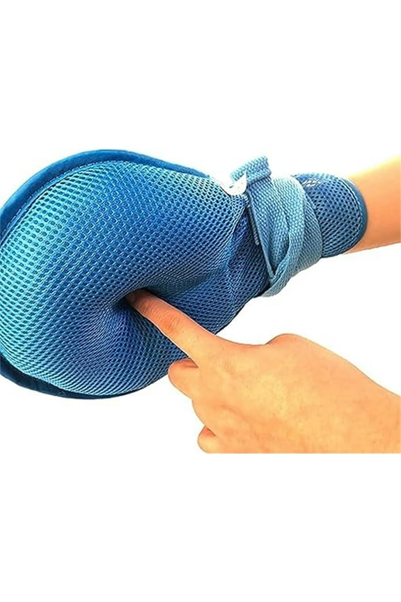 1 Pair Bed Restraints Mitts,Medical Double Security Mitts,Hand Protective Gloves for Dementia Patients or Elderly, Autistic Child,Blue Movement Limited Ties for Hands