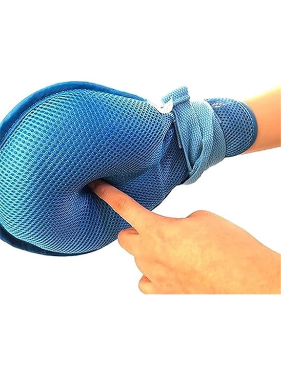 1 Pair Bed Restraints Mitts,Medical Double Security Mitts,Hand Protective Gloves for Dementia Patients or Elderly, Autistic Child,Blue Movement Limited Ties for Hands