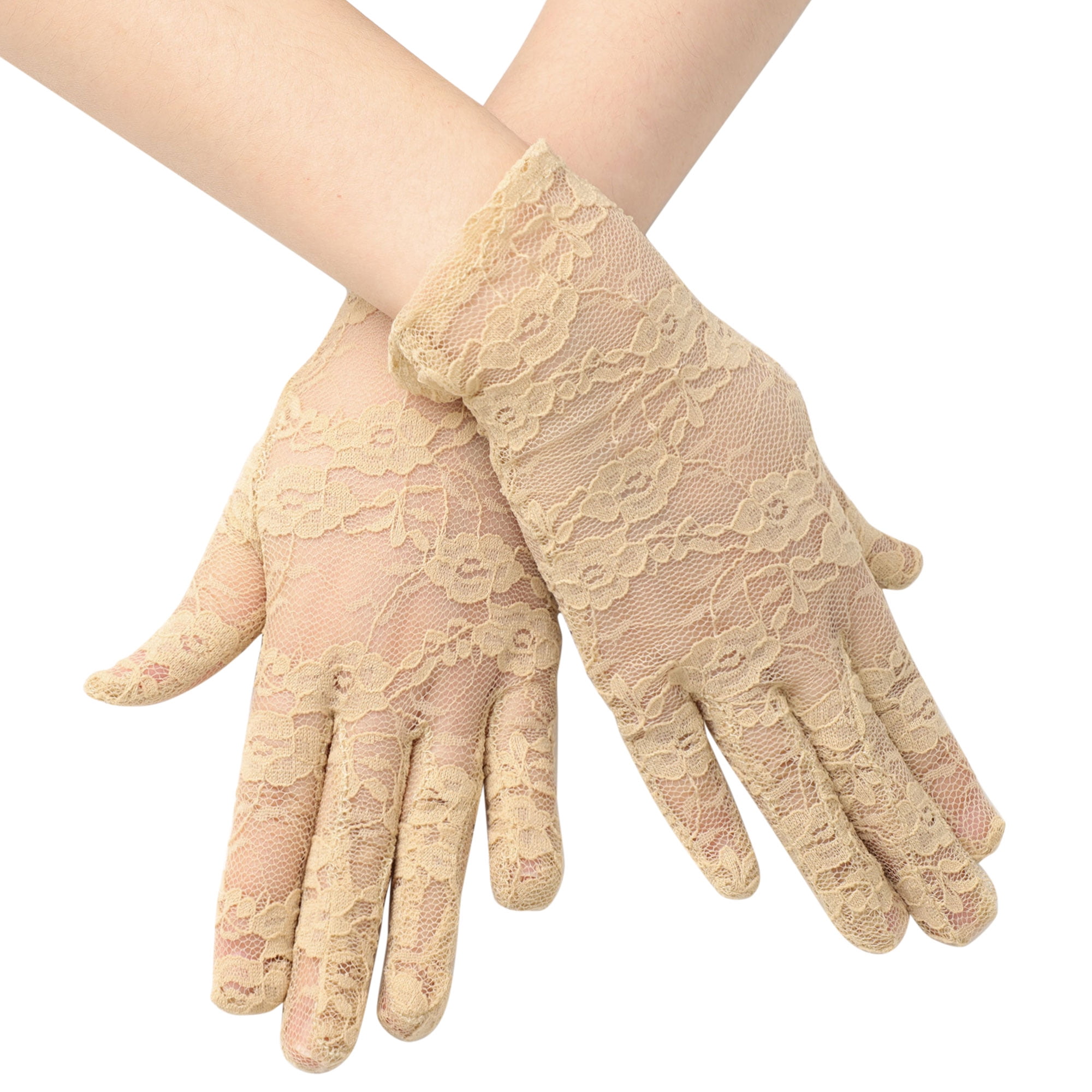 1 Pair Beige Ladies Lace Gloves Tea Party Gloves Elegant Short Lace Gloves  Summer Floral Courtesy Dressy Gloves for Women Wedding Dinner - Walmart.com
