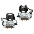 thumbnail image 1 of 1 Pair Bicycle Pedals 1/2'' Spindle Platform with Toe Clips Fixed Cycling Parts Black Silver Tone, 1 of 7