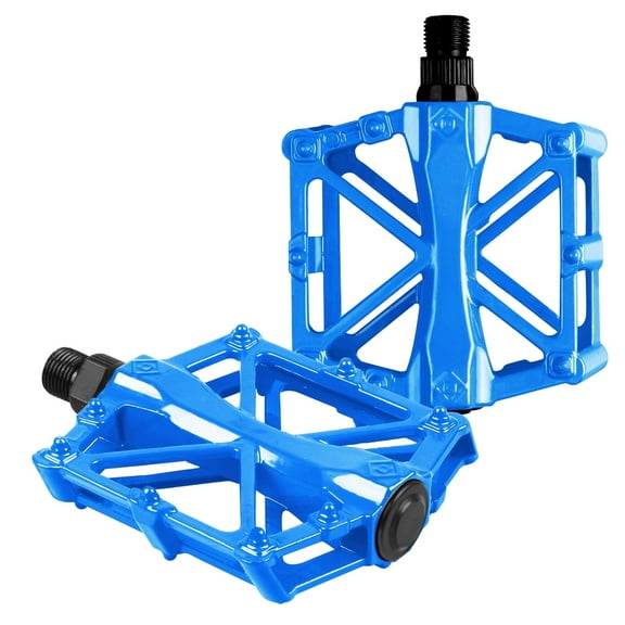 Gamexcel 1 Pair Bicycle Pedals Aluminum Alloy Flat Platform Universal 9/16 In. for BMX and MTB City Bike, Blue