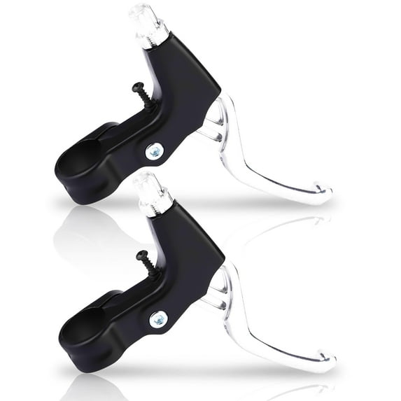 1 Pair Bike Brake Levers, Universal Aluminum Alloy Bicycle Handle Mountain Road Bike Brake Lever V-Brake Handlebar for Most Bicycle, MTB, BMX, Road Bike, 2.2cm Diameter(Sliver)