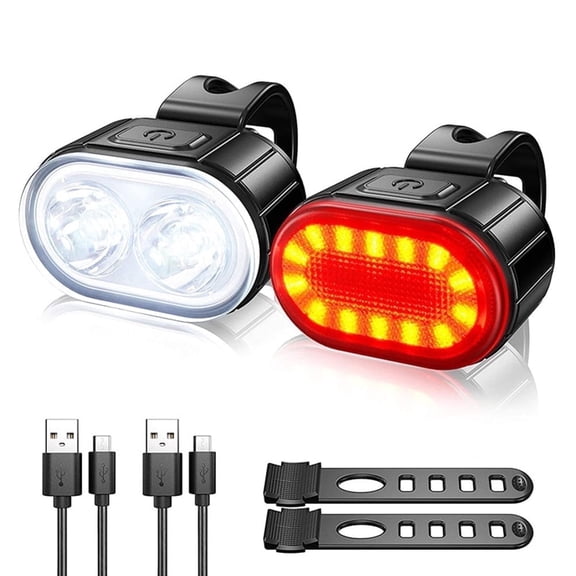 1 Pair Bike Light with Headlight Taillight USB Rechargeable Bicycle Front Rear Lamp MTB Brightness Front Light Rainproof Bicycle Flashlight