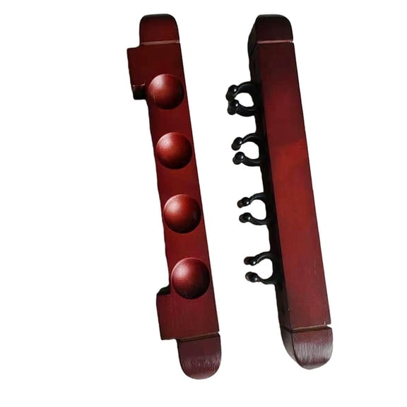 1 Pair Billiard Pool Cue/ Rack Wall Mount 4-Slot Hanging Snooker Wooden Holder Sports Accessories Replacement Tools 270*30*30Mm