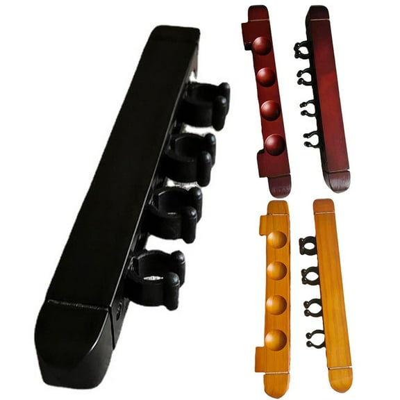 1 Pair Billiard Pool Cue Rack Wall Mount 4-Slot Hanging Snooker Wooden Holder