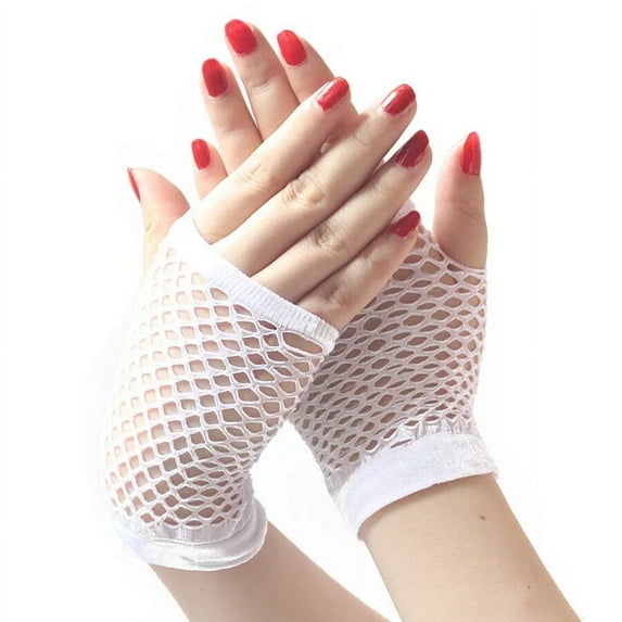 1 Pair Black Girl Womens Short Fishnet Net Gloves Fingerless Mesh Gloves Punk Rock Fancy Night Club Party Sexy Fashion Gloves