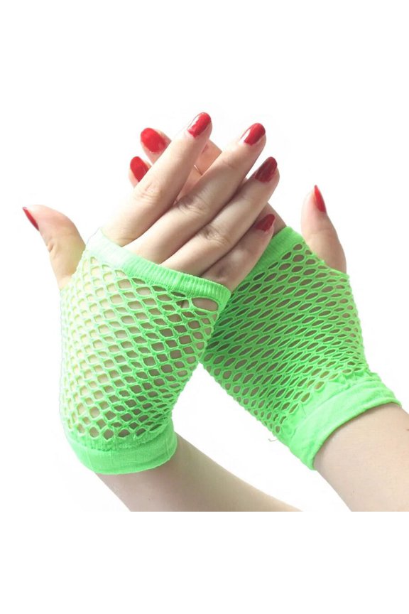 1 Pair Black Girl Womens Short Fishnet Net Gloves Fingerless Mesh Gloves Punk Rock Fancy Night Club Party Sexy Fashion Gloves