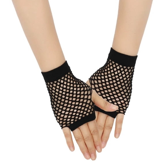 1 Pair Black Girl Womens Short Fishnet Net Gloves Fingerless Mesh Gloves Punk Rock Fancy Night Club Party Sexy Fashion Gloves