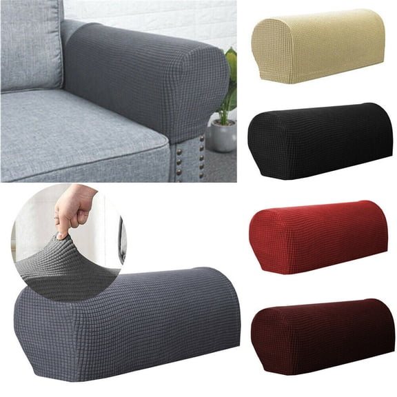 1 Pair Black Plaid Sofa Armrest Covers With Fleece Plush Lining - Soft Comfortable, One Size Fit Most Standard Sofa Arms - For Home Indoor Living Room, Bedroom, Office, And Any