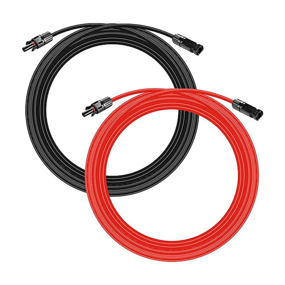 1 Pair Black+Red Solar Panel Extension Cable Wire Solar Connectors 10 Awg Gauge,1 Meter 10Awg 6Mm²