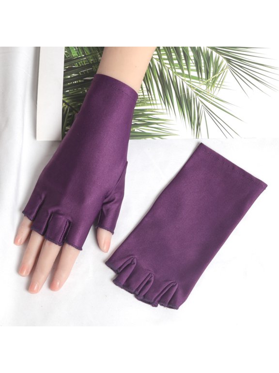 1 Pair Black Summer Half Fingers Gloves Breathable Thin Semi-Finger Driving Women Sunscreen Fingerless Elasticity Work Mittens