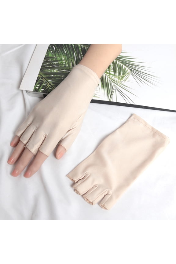 1 Pair Black Summer Half Fingers Gloves Breathable Thin Semi-Finger Driving Women Sunscreen Fingerless Elasticity Work Mittens