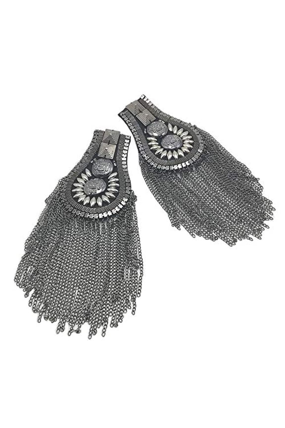 1 Pair Blazer Epaulet/Kpop Fringed/Tassel Metal Punk Shoulder Epaulette/Dpikes Brooch for Men Women 3 Colors Options