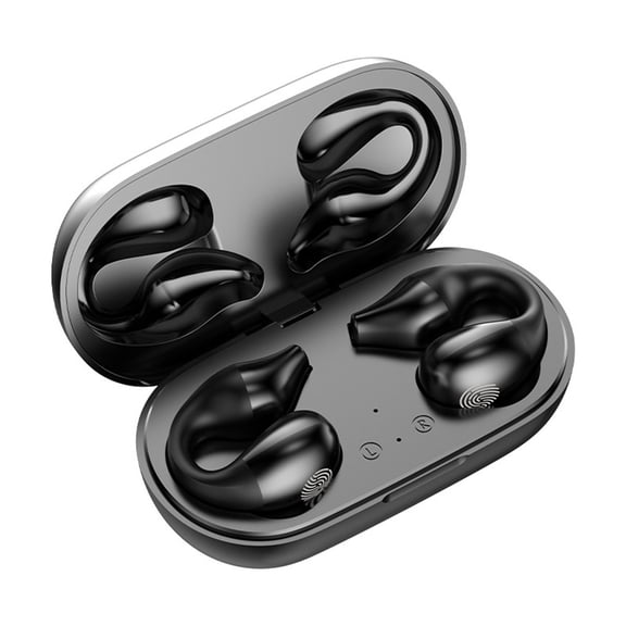 1 Pair Bluetooth 5.2 Headset Bone Conduction Earphones Ear Clip HiFi Stereo Sports Earbuds, Black