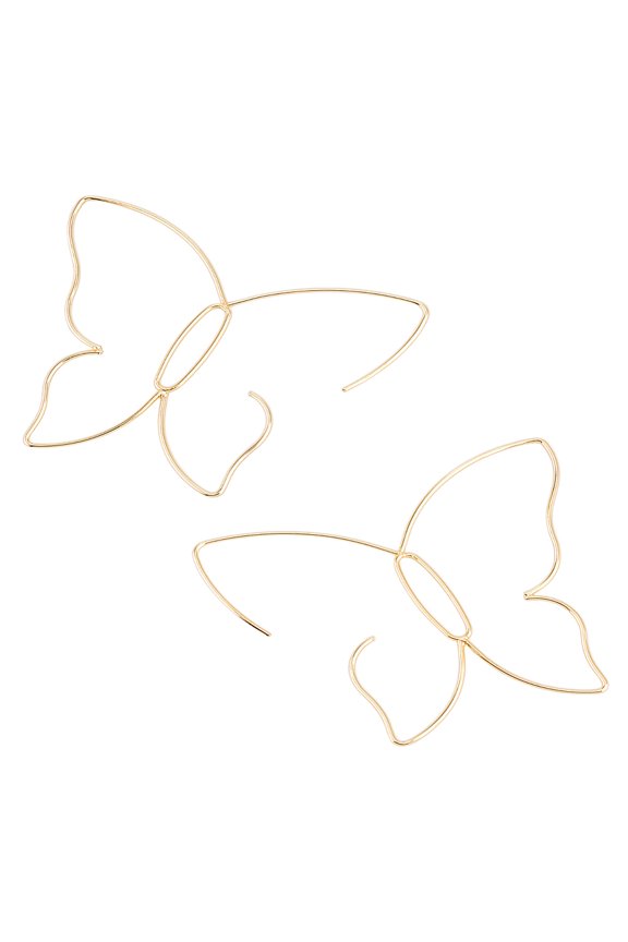 1 Pair Brass Stud Earrings Butterfly Golden 70.5x73mm DIY