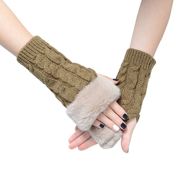 1 Pair Breathable Warm Gloves, Thermal Insulation Arm Warmer Fingerless Knitted Long Gloves for Writing