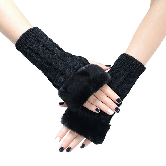 1 Pair Breathable Warm Gloves, Thermal Insulation Arm Warmer Fingerless Knitted Long Gloves for Writing