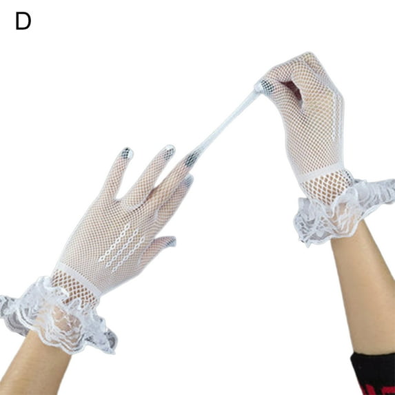 1 Pair Bridal Gloves Lace Breathable Ladies Stretchy Bow-knot Gloves for Party