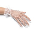 thumbnail image 1 of 1 Pair Bridal Gloves Ruffle Cuffs Wrist Length Sheer Breathable Elegant Wedding Clothes Accessories Solid Color See-through Lace Wedding Gloves for Dating,Beige, 1 of 7