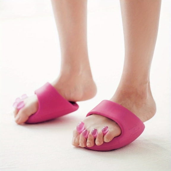 1 Pair of Bright Pink Split-Toe Slippers- Arch Support, Lightweight Material with Adjustable Straps| Yoga Stretching Device for Foot Massage And Calf Shaping| Home Foot Care
