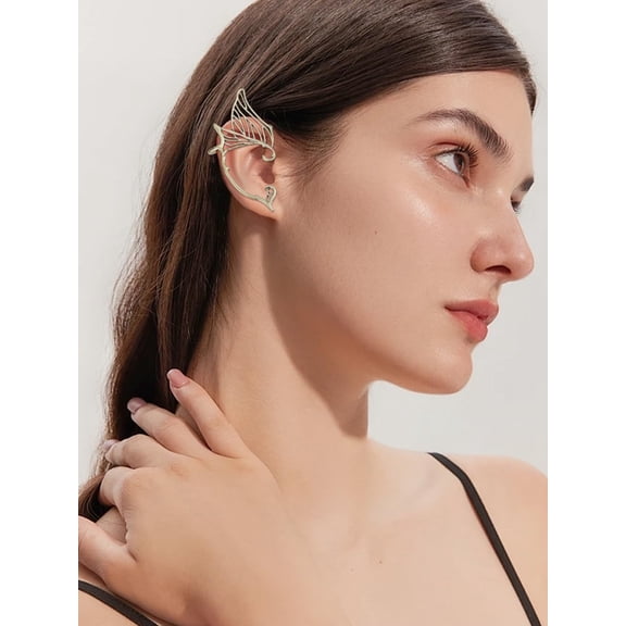 1 Pair Butterfly Wing Cuff Earrings Fairy Ear Wings Climber Wrap for Wedding Party Jewelry Gifts 75-77x39-43mm Making DIY