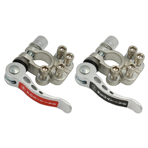Copper Car Battery Terminal Connector with Quick Release Clip for Easy Installation Silver 1 Pair