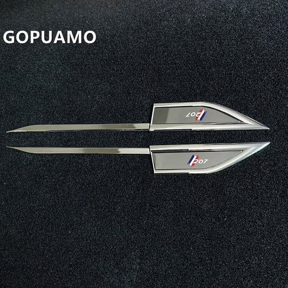 1 Pair Car Exterior Metal Leaf Board Decoration Stickers Custom Laser Logo Modification Accessories for Peugeot 207
