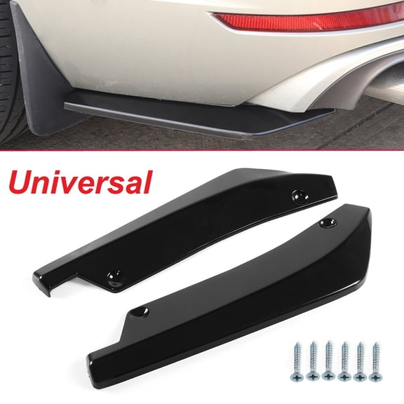 1 Pair Car Universal Rear Bumper Lip Wrap Angle Splitters Wings Aprons Anti-Scratch Diffuser Winglet Protector Rear Spat, Gloss Black