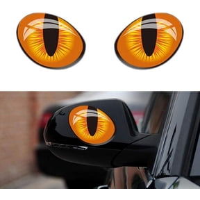 1 Pair Cartoon Cat Eyes Car Stickers 3D Car Auto Rear View Mirror Windows Stickers Waterproof Self-Adhesive Car Rearview Mirror Reflective Decals for Laptop Toilet Truck 10x8cm