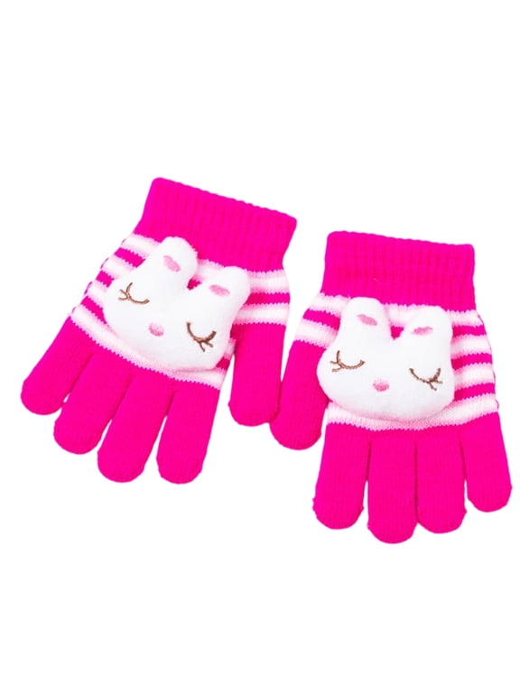 1 Pair Cartoon Character 's Gloves Reinforced Thumb Split Finger Mittens For Cold Weather Protections