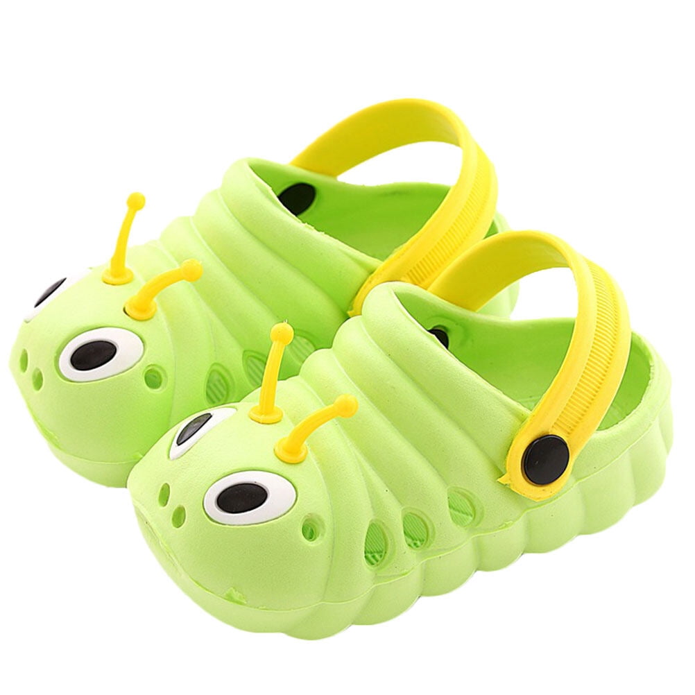 1 Pair Caterpillar Beach Non slip Shoes Cartoon Summer Sandals Cool Slipper for Boys Girls Green Size 25 Length 15cm