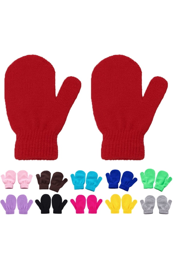 1 Pair Children Winter Gloves Soft Comfortable to Wear Good-looking Wide Application Lightweight Windproof Acrylic Full Finger Knit Gloves for Outdoor,Red