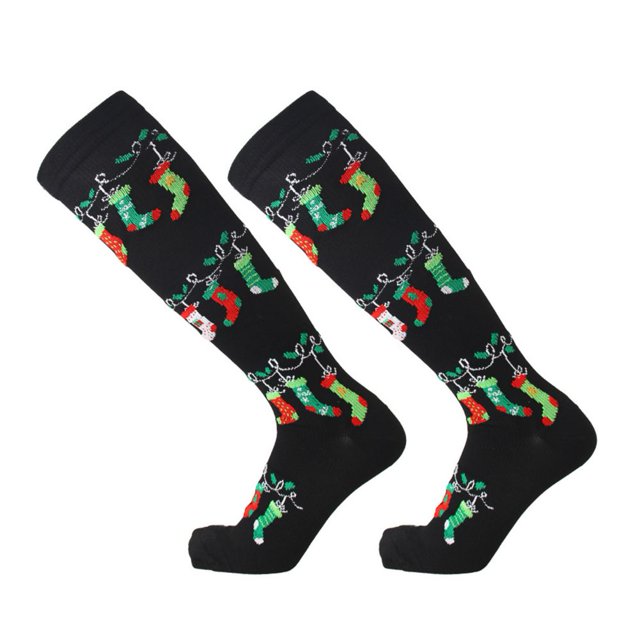 1 Pair Christmas Compression Socks Gifts for Men & Women, Knee High