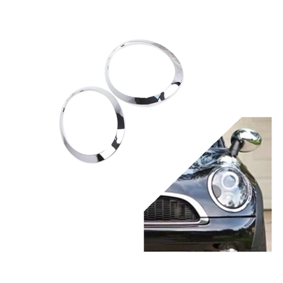 1 Pair Chrome Headlight Ring Trim Bezel Cover For Mini Cooper F55 F56 F57 14-21