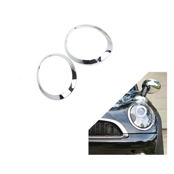 1 Pair Chrome Headlight Ring Trim Bezel Cover For Mini Cooper F55 F56 F57 14-21