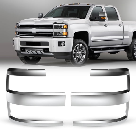1 Pair Chrome Headlight Trim Bezel Compatible with 2015 2016 2017 2018 2019 Chevy Silverado 2500 HD/ 3500 HD,Driver & Passenger Side