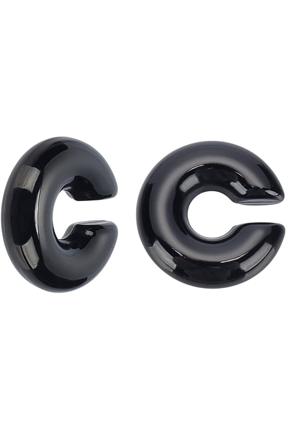 1 Pair Chunky Ear Cuff Earrings Stainless Steel Ear Cuff Secure Non Pierced Ear Clips Sparkling Cartilage Earrings C-Shaped Non-Piercing Earr for Women Men Jewelry Gifts diy Black