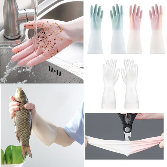 1 Pair of Cleaning Gloves Clearance! Nomeni Gradient Waterproof Latex Gloves Laundry Household Cleaning Gloves Kitchen Durable Dishwashing Gloves, Kitchen Essentials Promotion Sale! Pink