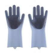 1 Pair Cleaning Gloves Dishwashing Cleaning Scrubber Glove for Housework, Kitchen, Bathroom Cleaning, Pet Bathing, 13inch