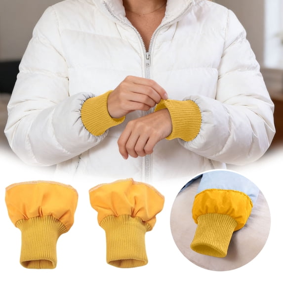 1 Pair Down Coat Windproof Cuffs, Thick Elastic Ribbed for Puffer Jacket Sleeve, Self Hand Sewing Tubular Knit Stretchy Ribbing Replacement Material for Coat, Sweatshirt, and Padded Jacket