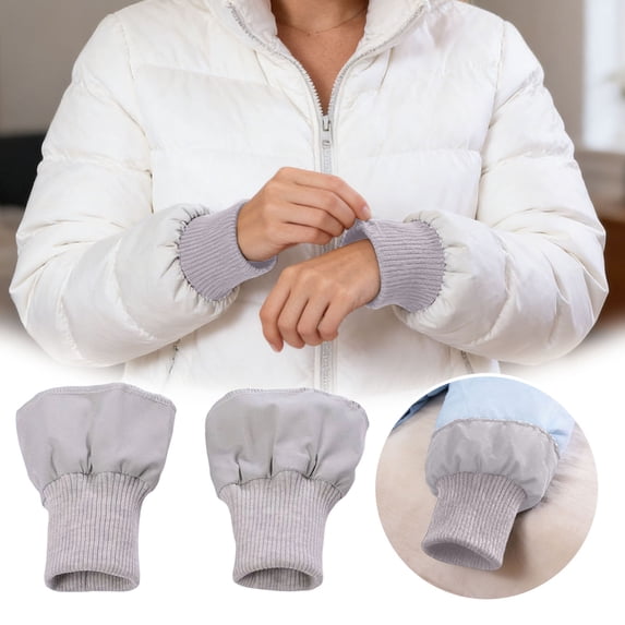 1 Pair Down Coat Windproof Cuffs, Thick Elastic Ribbed for Puffer Jacket Sleeve, Self Hand Sewing Tubular Knit Stretchy Ribbing Replacement Material for Coat, Sweatshirt, and Padded Jacket